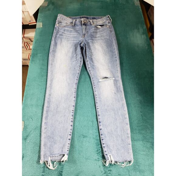 Lucky Brand Jeans Size 8 Womens Blue Stretch Pants Fray Hem Mid Rise Ava Skinny - Picture 2 of 16